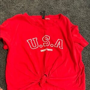 Red USA Graphic T-Shirt cropped